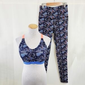 Victoria's Secret sports bra and knockout leggings set blue neon size small 36D